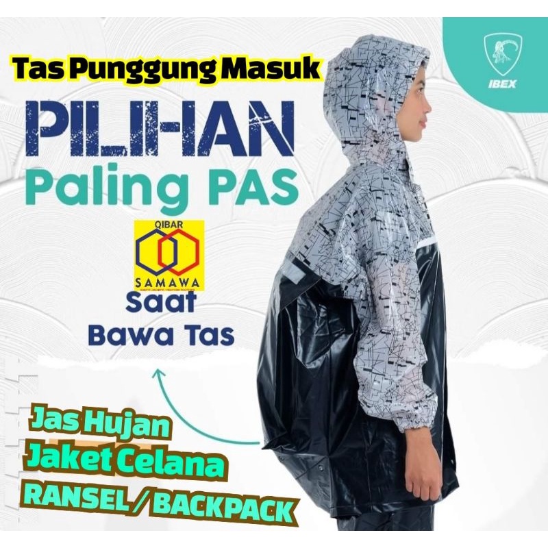 Jas Hujan Ransel  Back Pack Tas Gendong Masuk  Ideal Untuk Pria Dan Wanita Dewasa BB 50kg-80kg