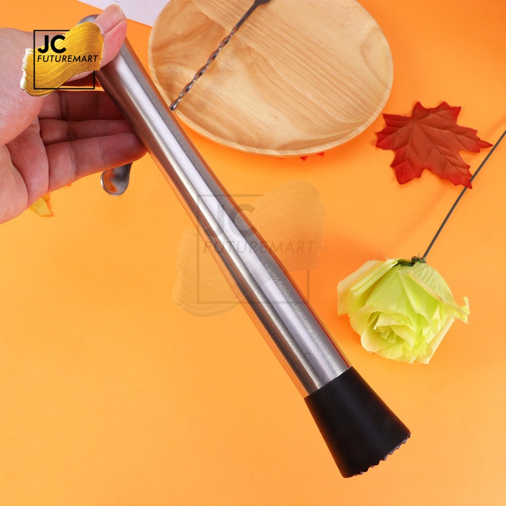 COCKTAIL MIXING MUDDLER STAINLESS STEEL WITH STIRRER - MOJITO