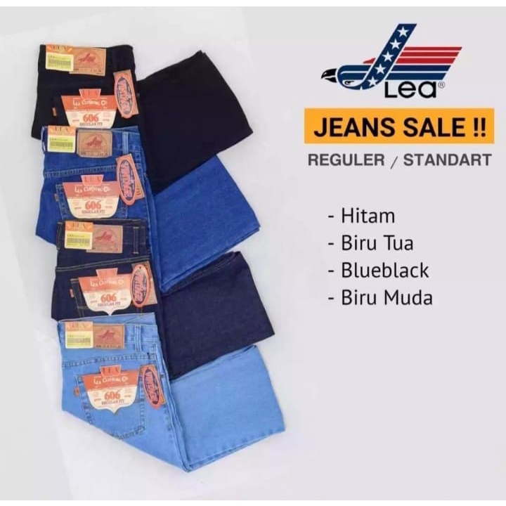 Celana Jeans panjang pria LEA 606 Grade Original Standar Reguler size 28-38