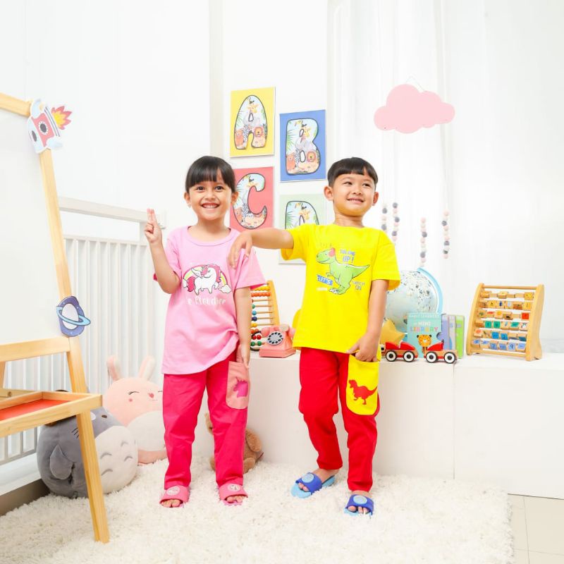 baju anak setelan anak panjang setelan outfit anak setelan flip flop led free sandal cloudbee setela