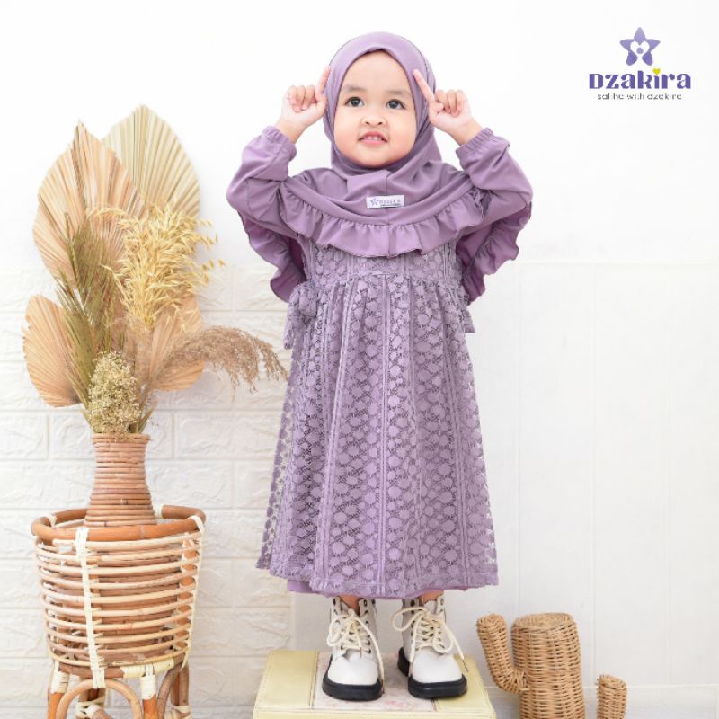 GAMIS BATITA 0-4THN  BRUKAT SET JILBAB KAGUMI BAHAN JERSEY PRIUM BY DZAKIRA