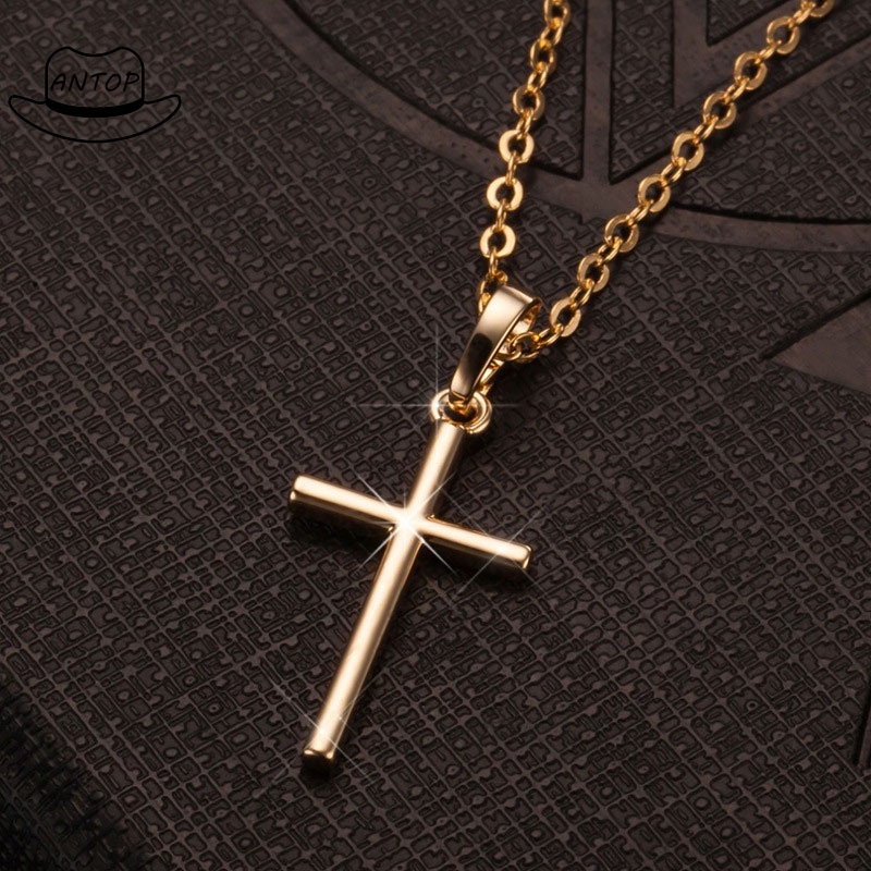 Kalung Salib Pria Rantai Vintage Cross Salib Liontin Kalung ANTOP