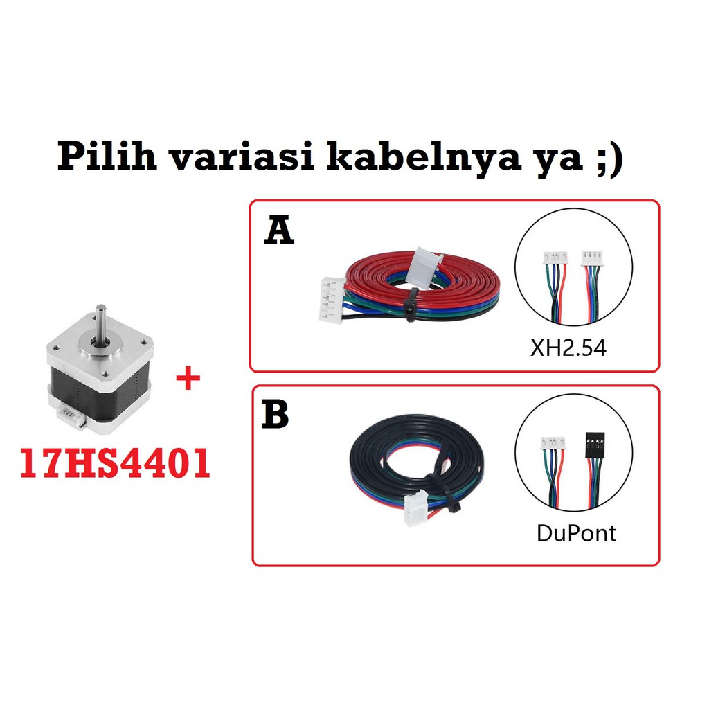 [HAEBOT] Motor Stepper Nema 17 17HS4401 Kabel 42mm 38mm 1.5A 0.4Nm CNC 3D Printer Plotter Drawing Laser