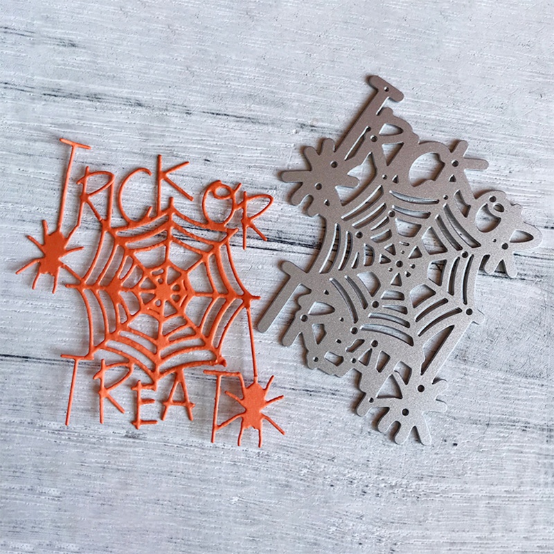 Cetakan Stensil Cutting Dies Motif Sarang Laba-Laba Halloween Bahan Metal Untuk Scrapbook / Craft DIY