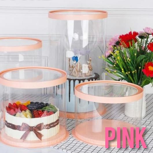 

Cake Box Bulat Dus Kue Kotak Kue Transparant Mika PET 22x22 cm