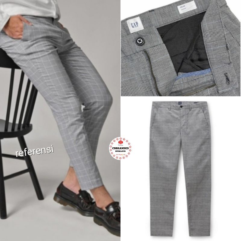 Celana Pria Chino Slim Plaid *Gap