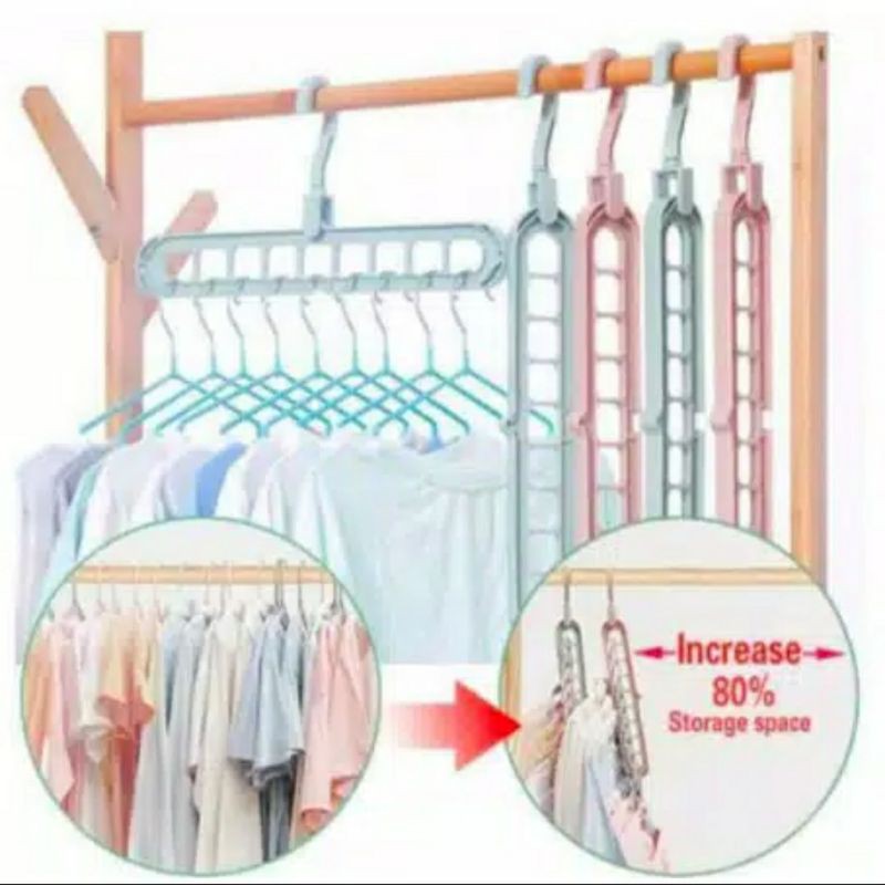 Magic Hanger Instan / Gantungan Baju Lemari Pakaian Wonder Hanger 9 in 1 Ajaib ( Surabaya )