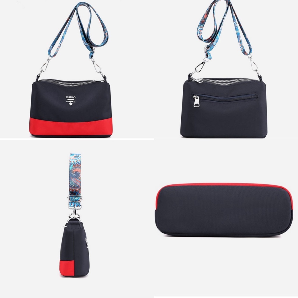 TAS SELEMPANG WANITA CHIBAO IMPORT ORI KANVAS NAVY MERAH TA626N1 SLING BAG AYALA CEWEK KOREA KECIL PREMIUM FASHION REMAJA KEKINIAN MURAH SIMPLE CASUAL BRANDED BATAM