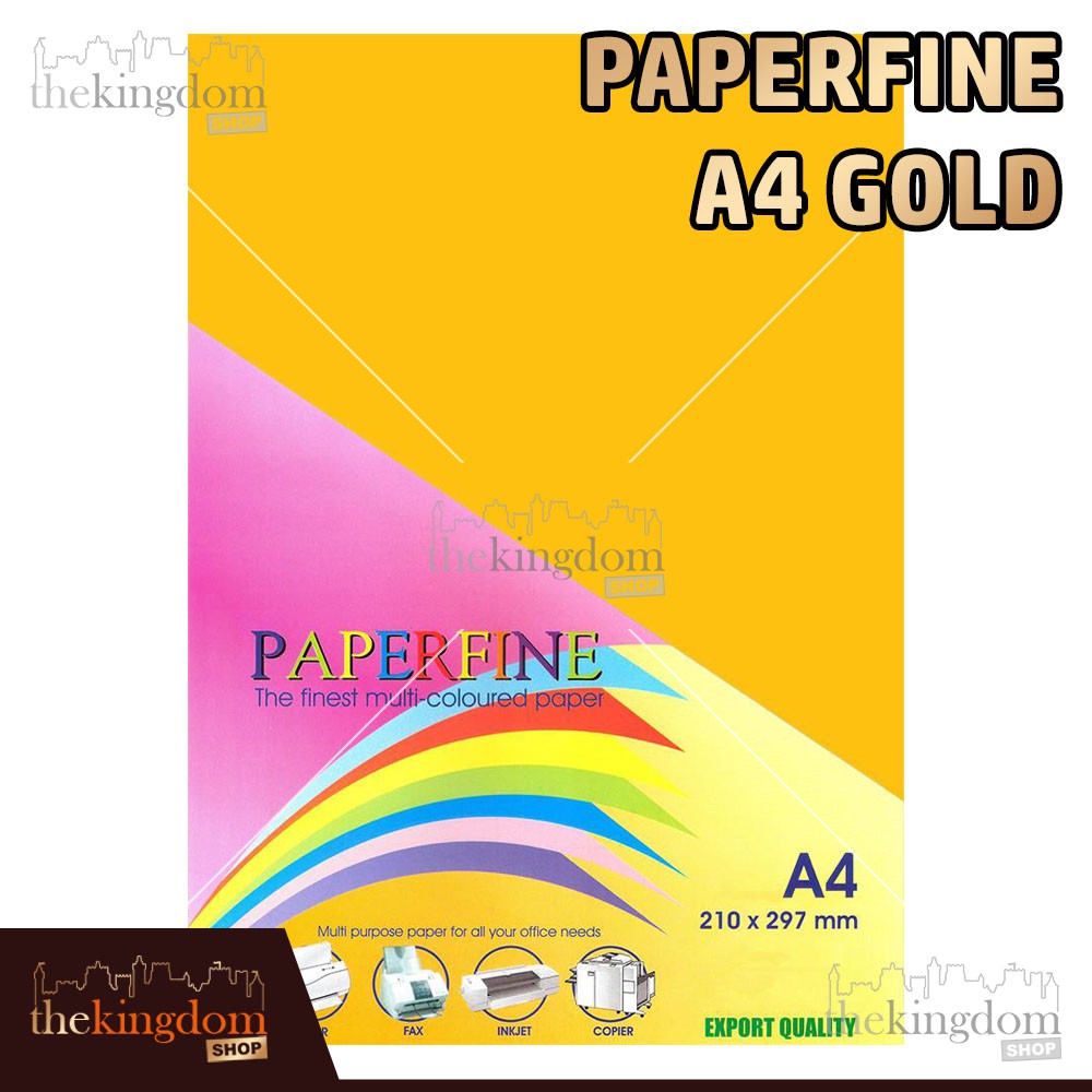 Paperfine Kertas HVS Warna A4 Gold Kuning Emas / Isi 100