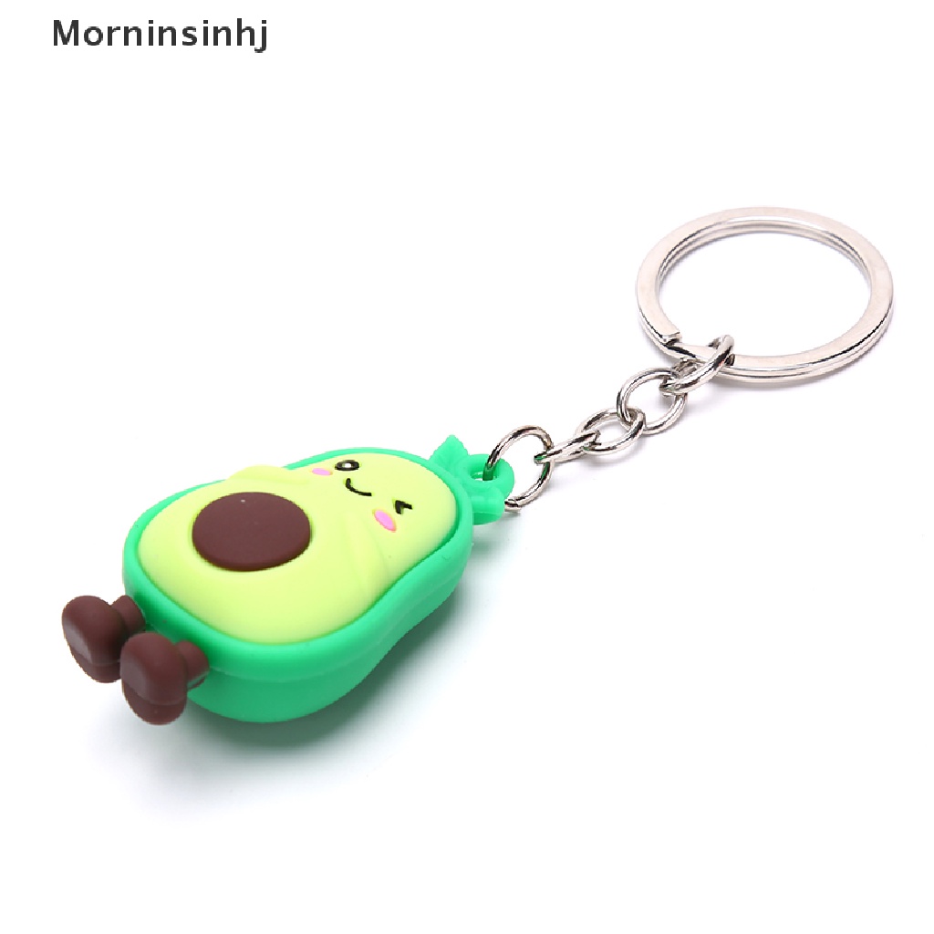 Mornin 1x Lucu Simulasi Buah Alpukat Gantungan Kunci 3D Resin Lembut Tersenyum Avocado Keychains id