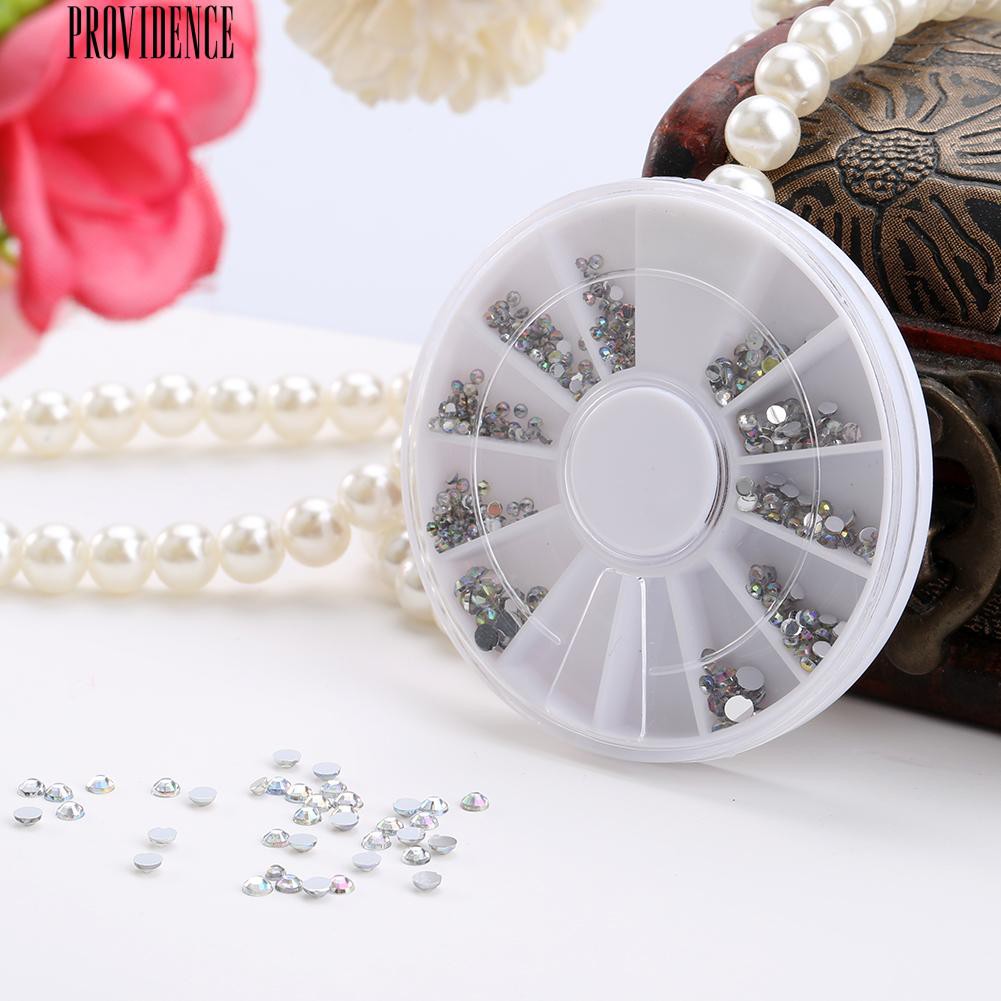 [Bayar Di Tempat]  1 Roda 5 Ukuran Putih Multicolor Acrylic Nail Art Dekorasi Glitter Rhinestones