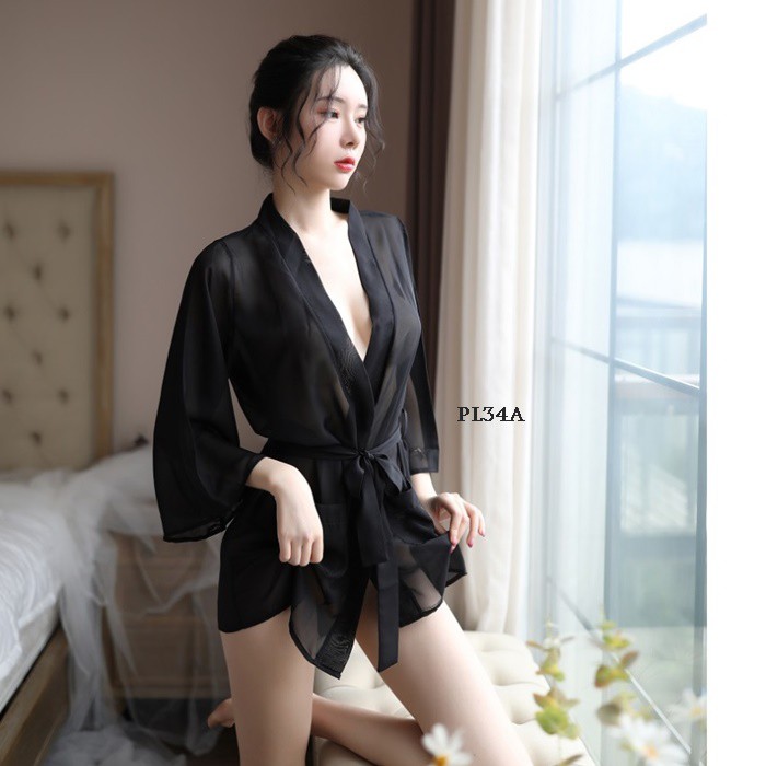 [PRODUK FAVORIT] KIMONO WANITA LACE HITAM PL34A