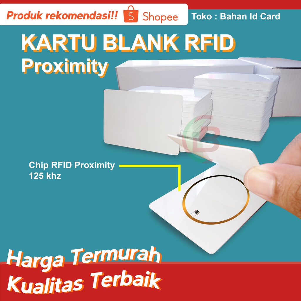 

Kartu Proximity Blank ID Card Frekuensi 125 Khz TK 4100 Isi 10 - 30 Pcs