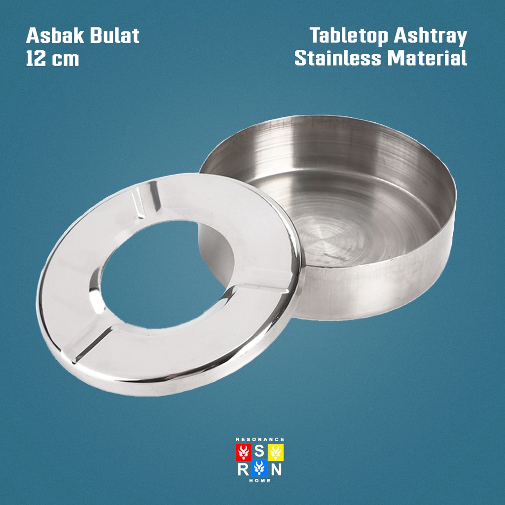 Asbak Bulat Stainless + Tutup 12cm / Resonance Home