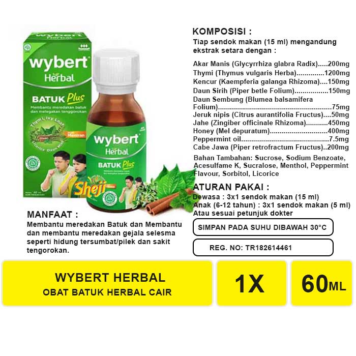 WYBERT OBAT HERBAL BATUK PLUS KEMASAN BOTOL ISI 60 ML