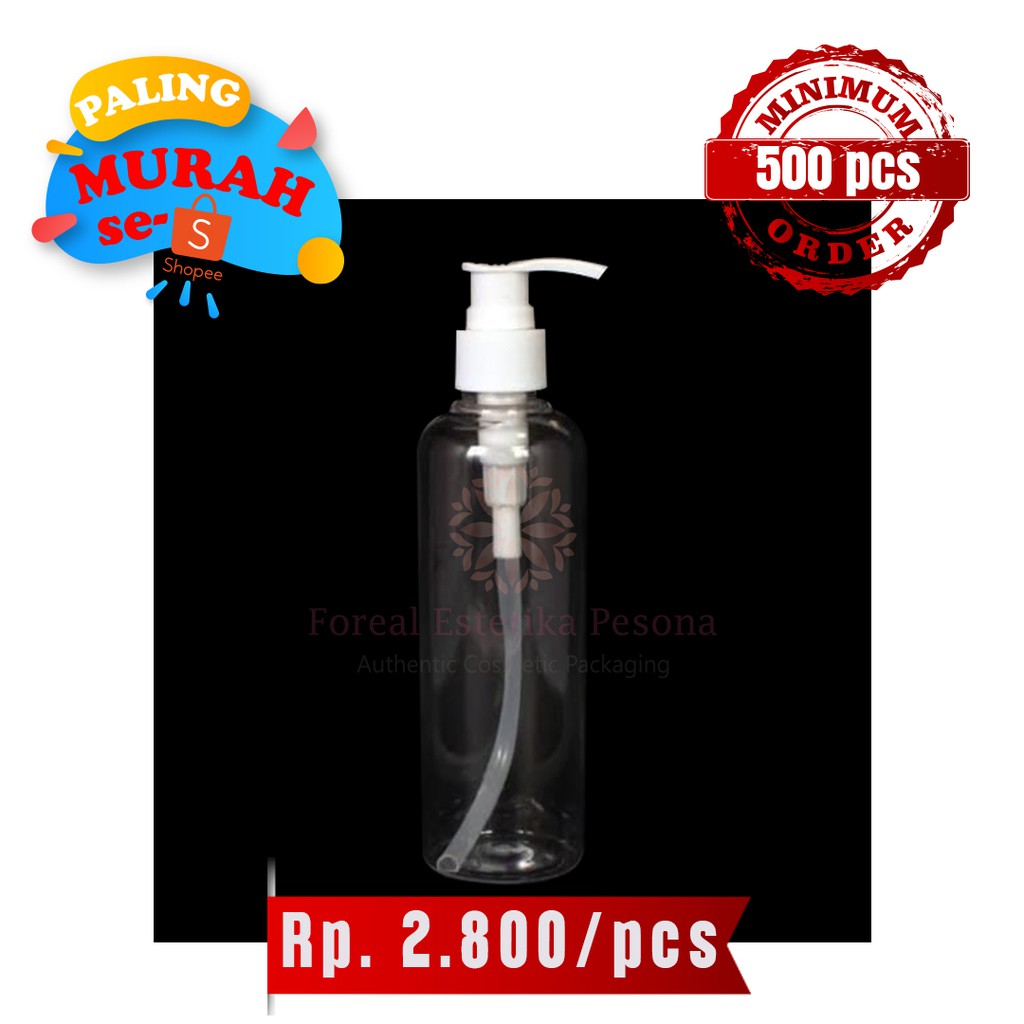 Botol Pump 250ml Bening / Importir Packaging Botol Pump / ( ISI 500pcs)