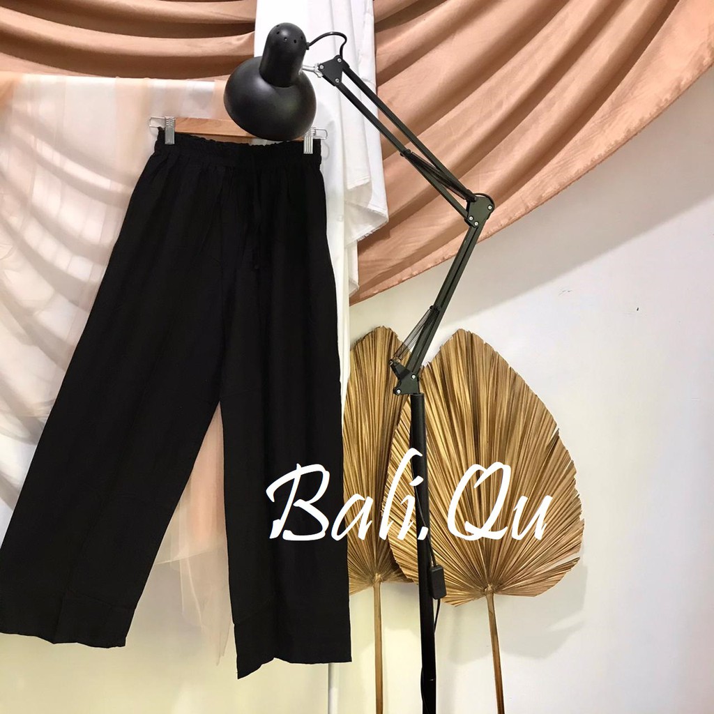 Basic Kulot Panjang Rayon Motif Bali-HITAM