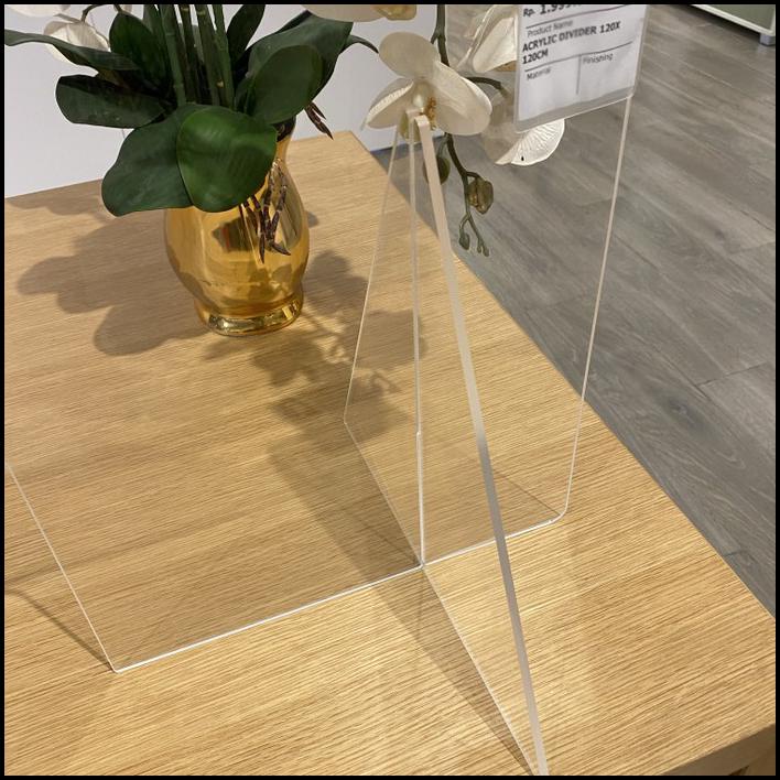 Akrilik Partisi/Penyekat/Pembatas Meja Kasir Uk 120Cmx120Cm Tebal 5