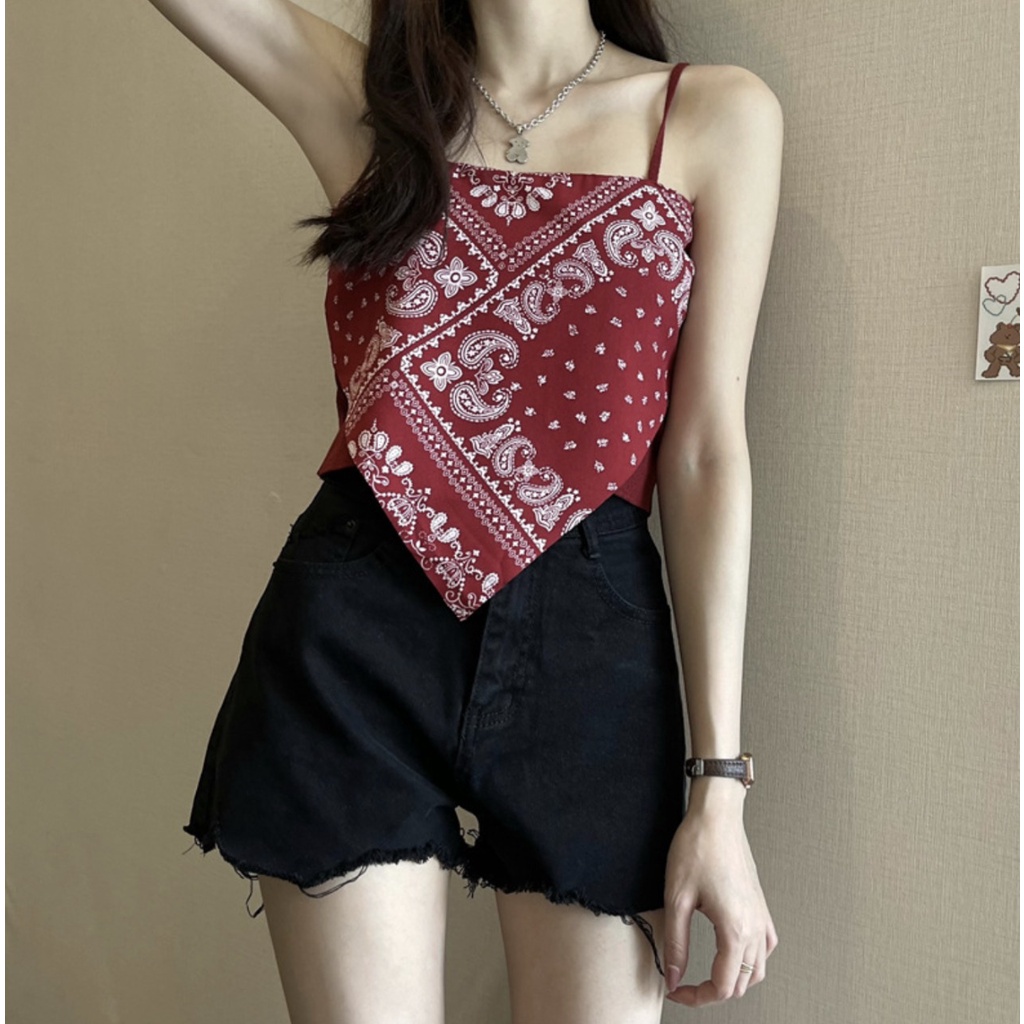 Super66 Tank Top Scarf Bandana Ala Korea/ Tank Top Scarf/ Tank Top Tank Top Crop Top/ Tank Top Motif