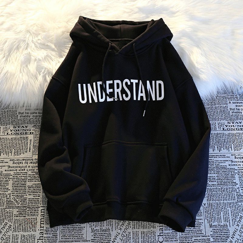 (S - 6XL) Hoodie BIG SIZE UNDERSTAND Jaket JUMBO Jumper Street Style Harajuku Korean Style OVERSIZE Unisex S M L XL XXL 3XL XXXXL 5XL Fleece Pria Wanita Cream Maroon Grey Abu Muda Merah