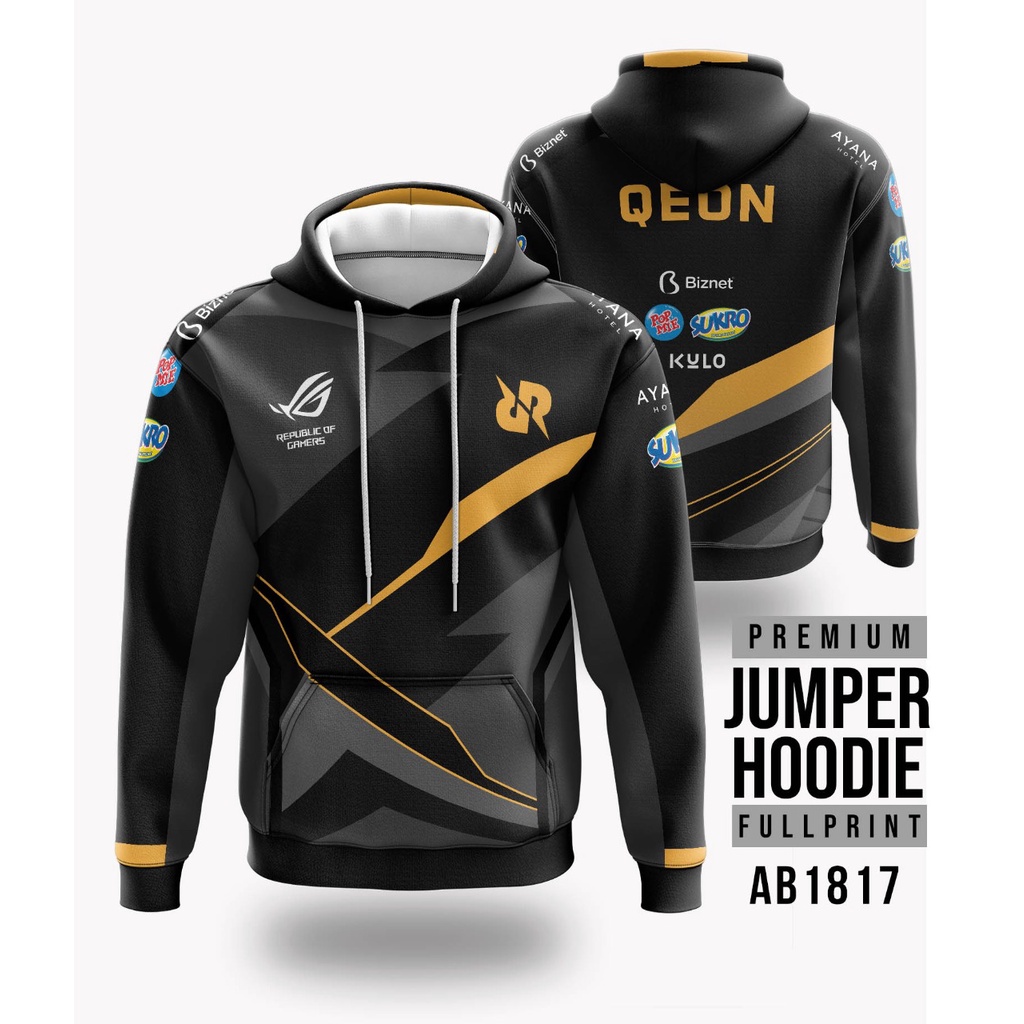 JAKET RRQ 2020 HITAM GAME MOBILE LEGENDS FREE CUSTOM KEREN ADA UKURAN JUMBO