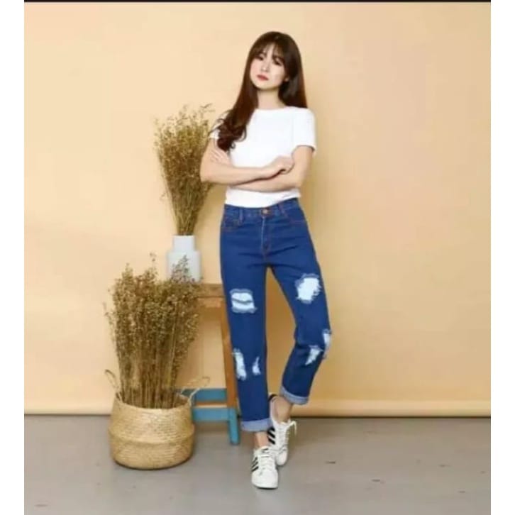 CELANA BOYFREND JEANS WANITA // BOYFREND SOBEK