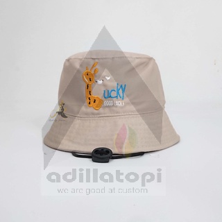 Topi Bucket anak motif jerapah || bucket anak good lucky pakai tali || bucket anak tali || good lucky || usia 2 sampai 8 tahun