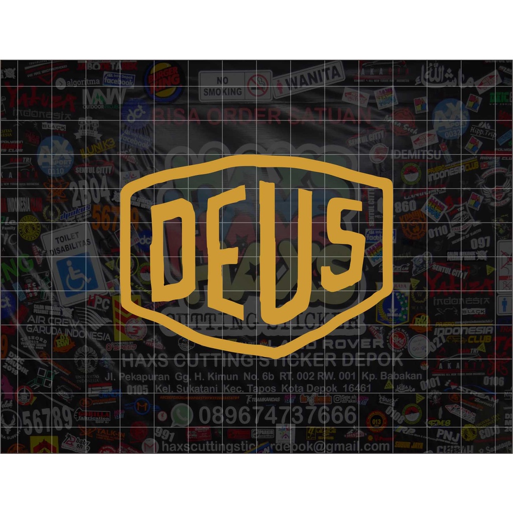 Cutting Sticker Logo Deus Ex Machina Ukuran 8 Cm Putih