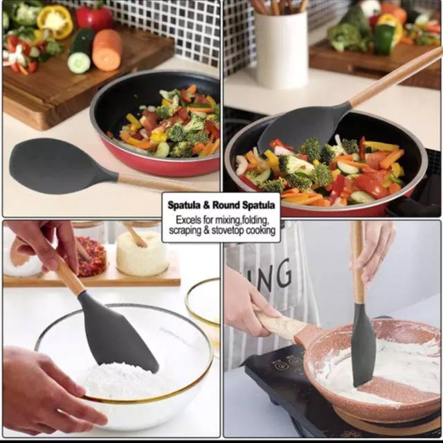 Spatula Sodet Sutil Grey Abu-Abu Turner Slotted Spoon Kuas Whisk Capitan Food Tong Silikon