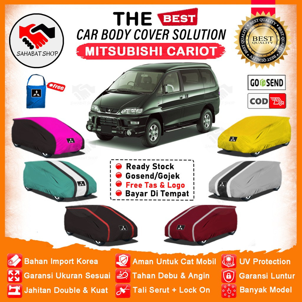 Sahabat Body Cover Mobil Chariot / Sarung Penutup Mitsubishi Chariot Outdooor / Selimut Mantel Tutup Pelindung Kerudung Mantol Kerodong Jas Pembungkus Tutupan Kelambu Terpal Bungkus Mobil Chariot Waterproof Anti Air Model Orange