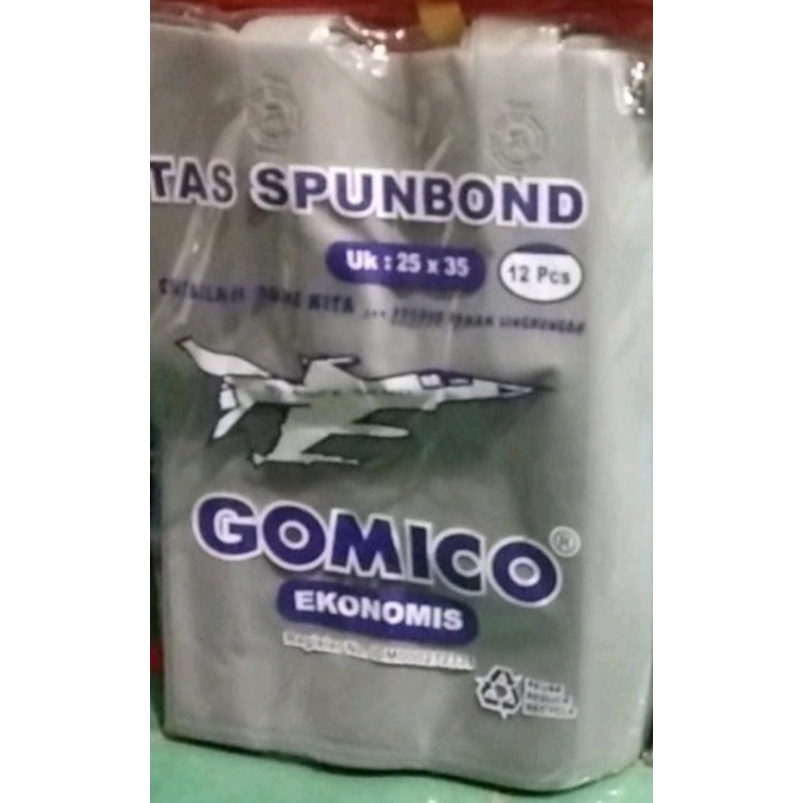 goodie bag merk GOMICO economis uk 25x35x8 / tas spunbond