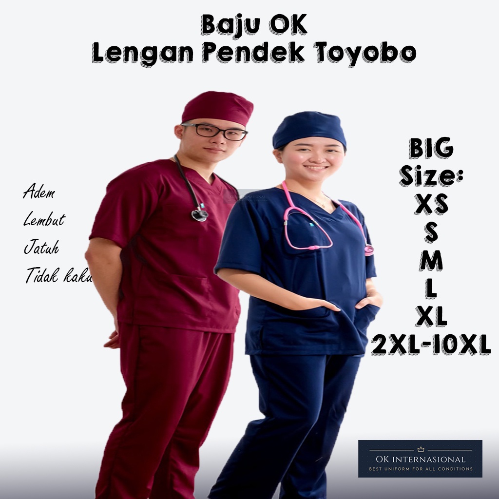 Baju OK BIG SIZE 10XL Lengan Pendek / Baju OKA / Baju Jaga / Baju Scrub / Baju Nakes / Baju Perawat / Baju Dokter / Perawat OKA / Modis / Baju Kesehatan /Baju Rumah Sakit