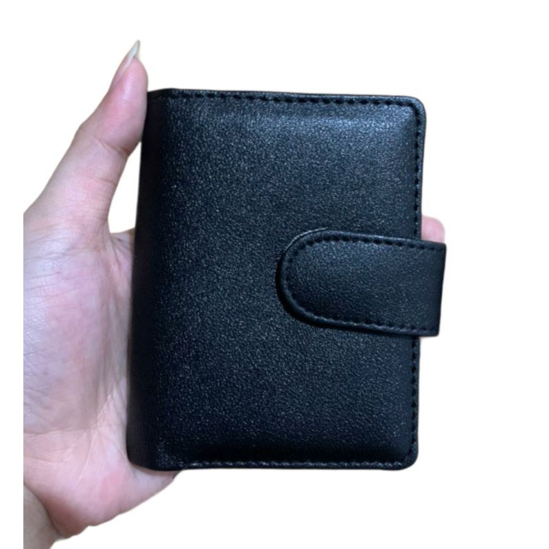 Dompet kartu kancing kulit polos card holder dompet pria / wanita