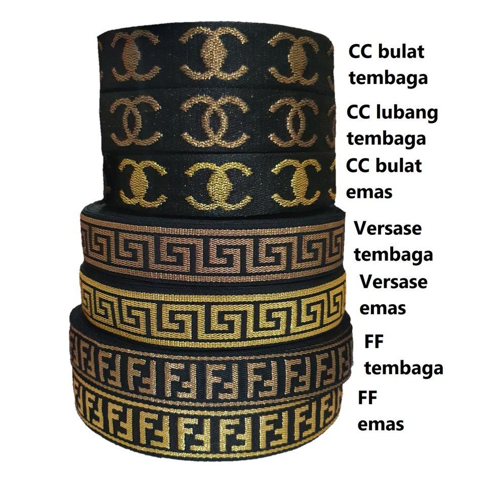 

[KODE K649] PITA LIS MAS TEMBAGA RAJUT 2.5 CM @23 METER