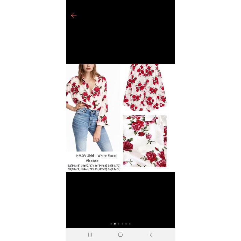 HM Blouse Kemeja white Floral