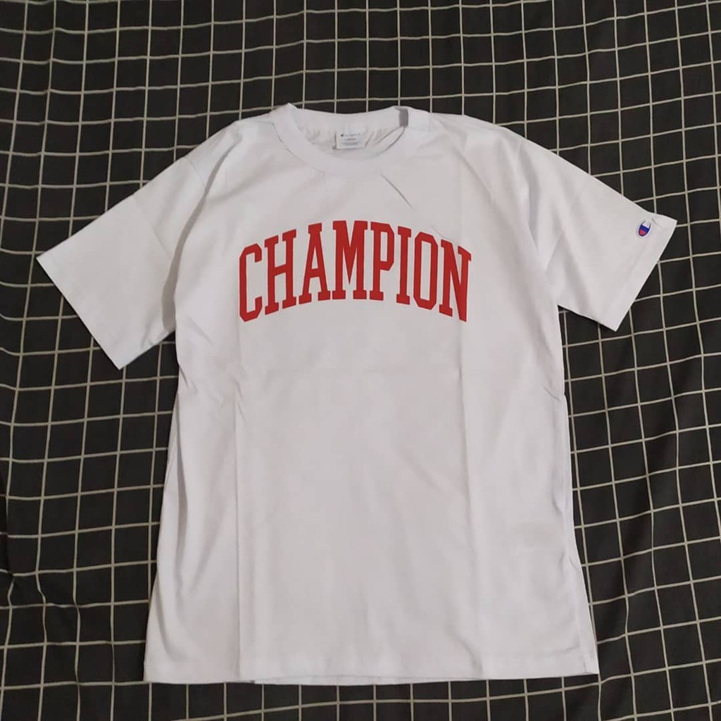 TSHIRT / TS / KAOS CHAMPION LOGO CAMPUSS JAPAN MARKET WHITE RED ORIGINAL (COD)