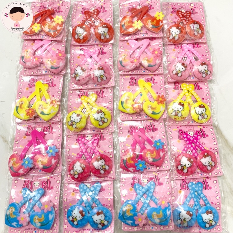 Jepit Tip top silang 10pc bagus grosir tik tok love mickey hello kitty frozen