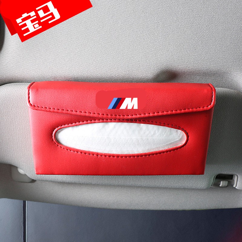 Kualitas tinggi Universal Pelindung Matahari Mobil Tissue Box Holder PU Kulit Kotak Tisu Penutup Case Aksesoris Untuk E46 E90 E60 E39 F30 E36 F10 F20 E92 E30 E87 E34 X1 X3 X4 X5 X6 Seri 3 Seri 5