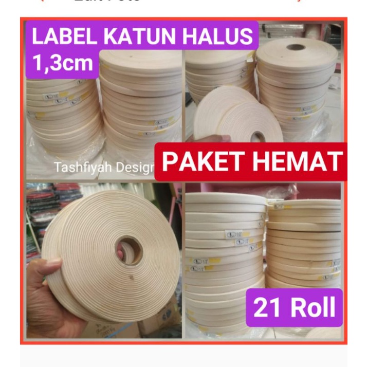 

Label Pita katun Polos per roll 2cm 21 rol