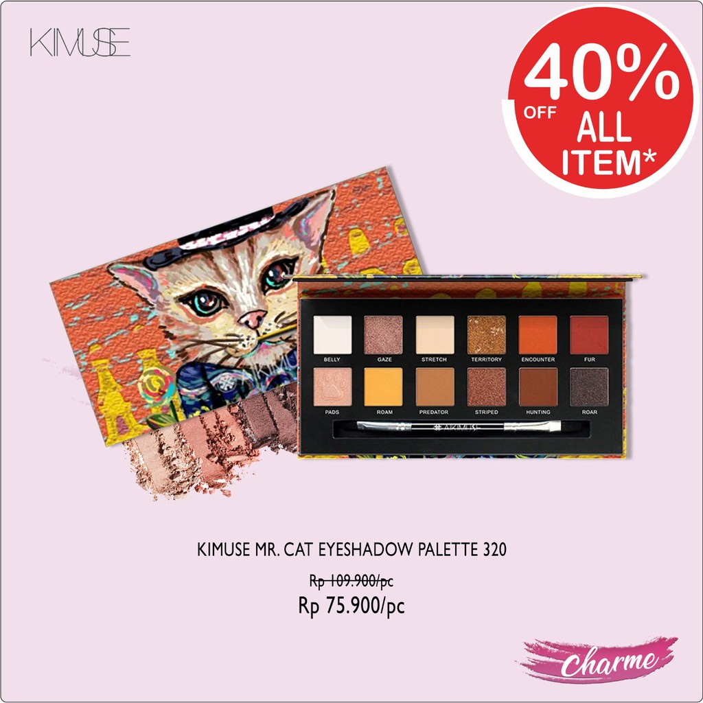 (READY & ORI) AIKIMUSE Palet Eyeshadow Glitter 12 Warna Nude Matte Tahan Air 320 (MR.CAT)