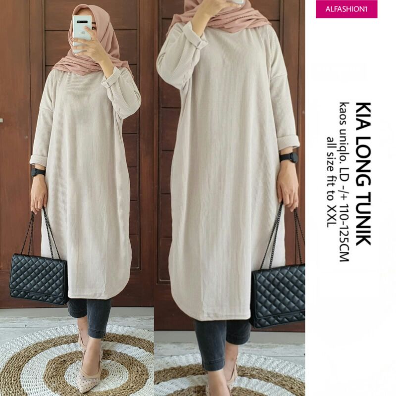Kia Long Tunik, Bahan Kaos Uniqlo