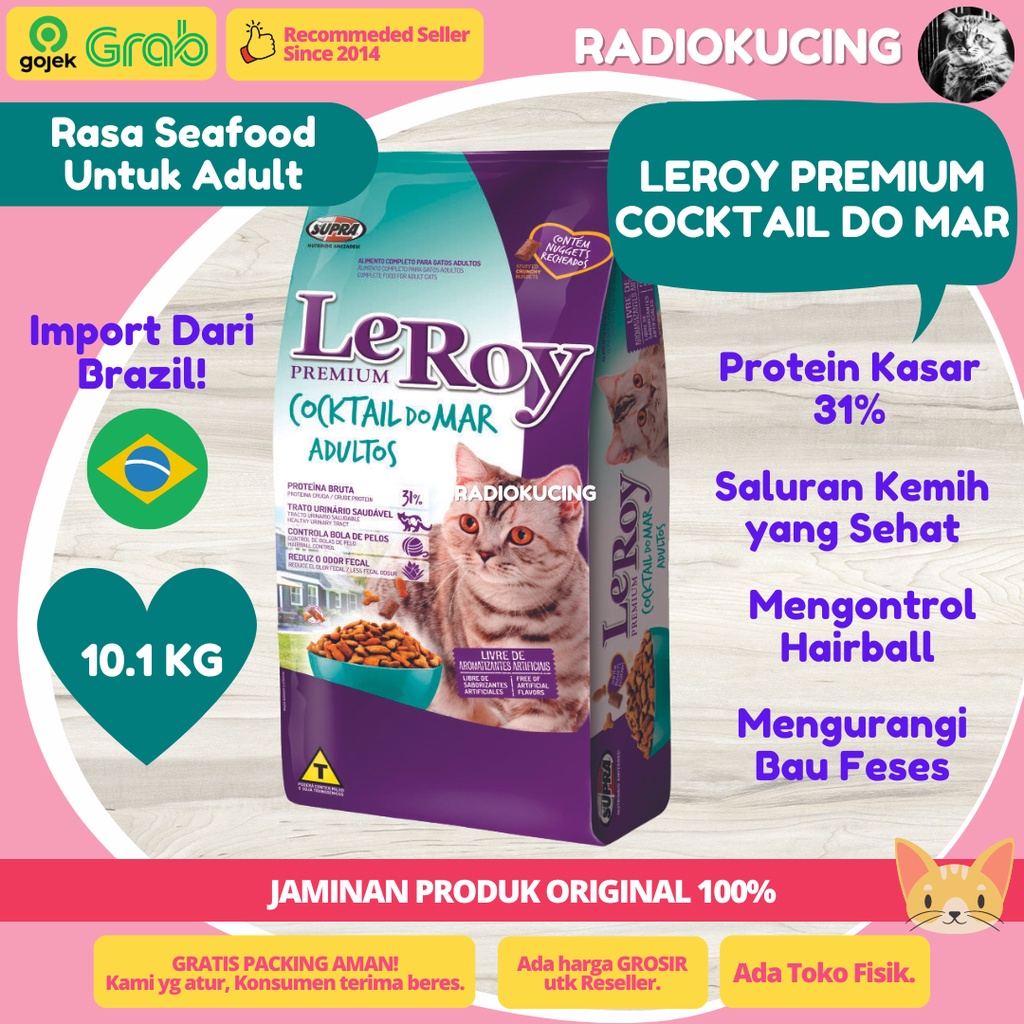 Leroy Cocktail Do Mar 10,1 Kg Leroy Adult Seafood 10.1 Kg Makanan Kucing Premium Cat Food [ JUWIES R