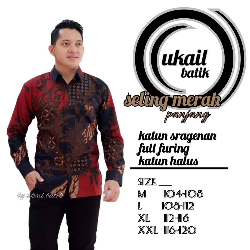 Kemeja batik pria warna merah marun / batik lengan panjang truntum merah / baju batik pria terlaris / hem batik panjang ori solo / kemeja batik pria terbaru 2022