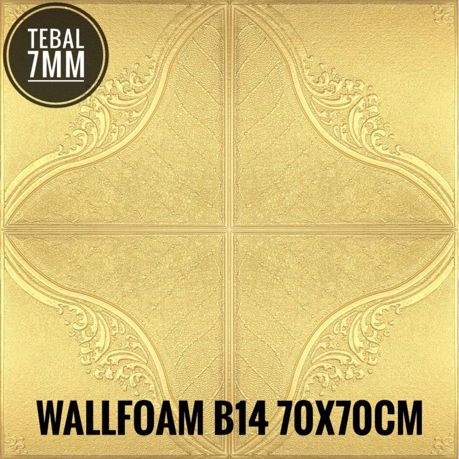 Trend-Wallfoam 3D Wallpaper dinding Kedap Suara Motif Kurva Gold Tebal 7.5mm 70x70cm