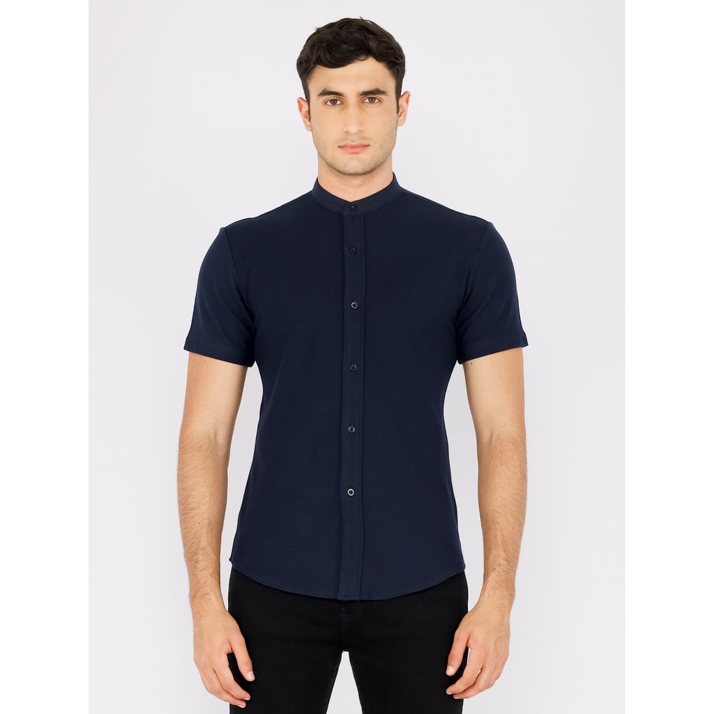 Jouldas Kemeja Pique Navy Pendek