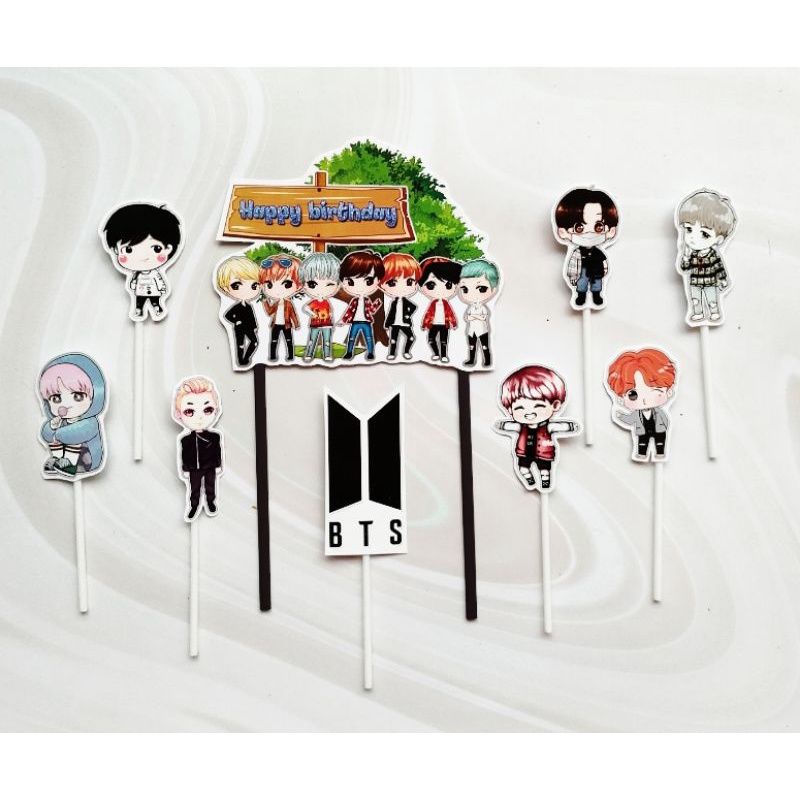 satu 1 set topper toper hiasan tusukan kue cake nasi tumpeng puding ulang tahun happy birthday karak