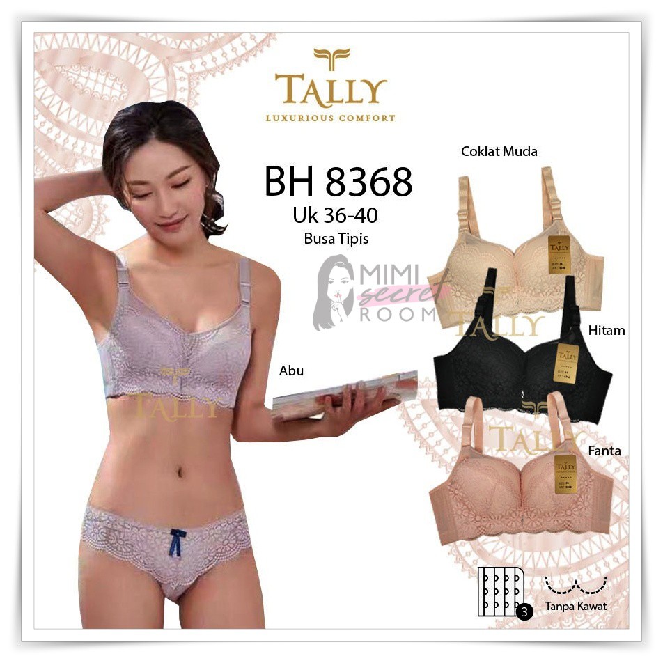 ❤ MIMI ❤Bra Tally Lace 8368 Cup Besar Jumbo Size 38-42 Seserahan Renda Borkat Mewah Kawat Tanpa Busa