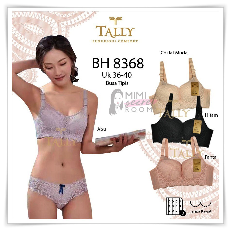 ❤ MIMI ❤Bra Tally Lace 8368 Cup Besar Jumbo Size 38-42 Seserahan Renda Borkat Mewah Kawat Tanpa Busa