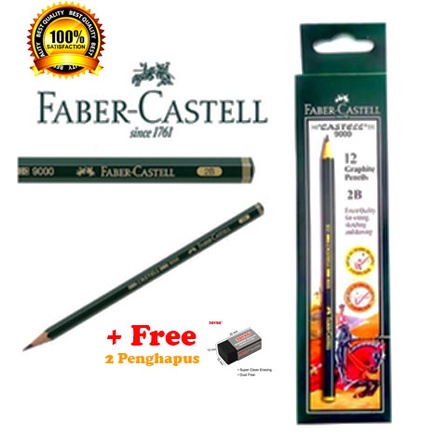 Pensil Faber Castell 2B/ HB (Isi 12) Gratis 2 penghapus