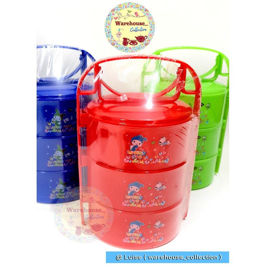 Rantang Plastik Susun 3 / Rantang Plastik Tebal Murah / Rantang Piknik